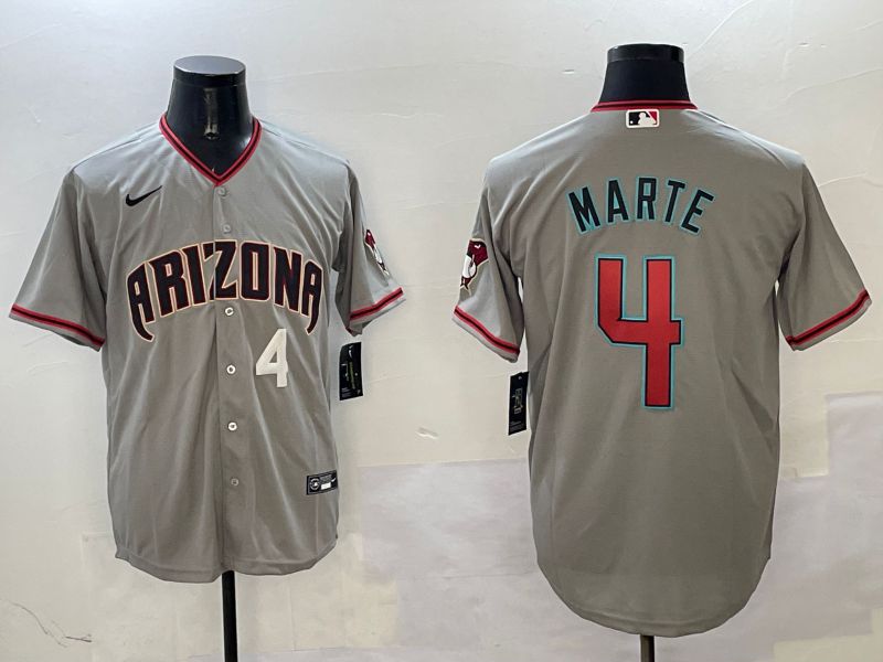 Men Arizona Diamondback #4 Marte Grey Game 2025 Nike MLB Jersey style 5
